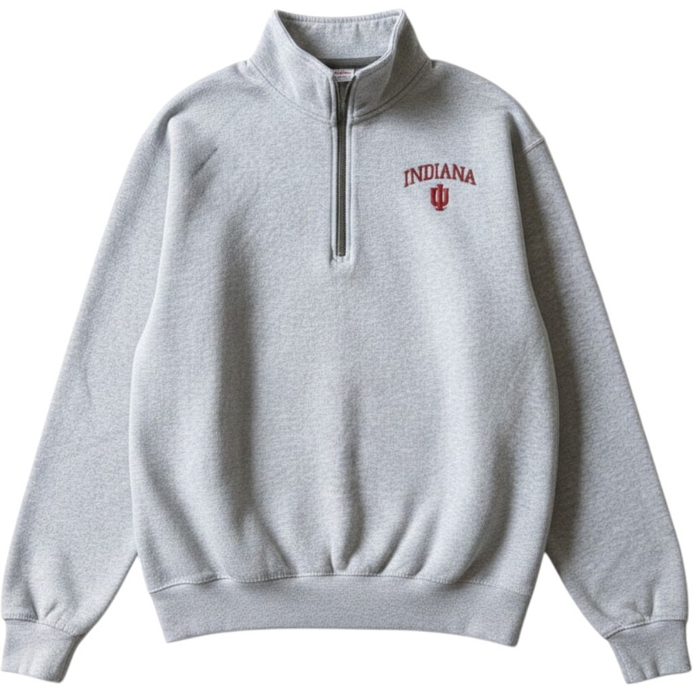 Pullover Indiana University Gildan Gray Embroidered Quarter Zip Womens Small
